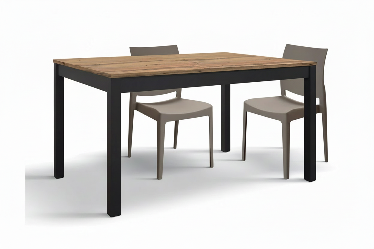 Tavolo allungabile 160/220 cm rovere rustico metallo ossido Alanda