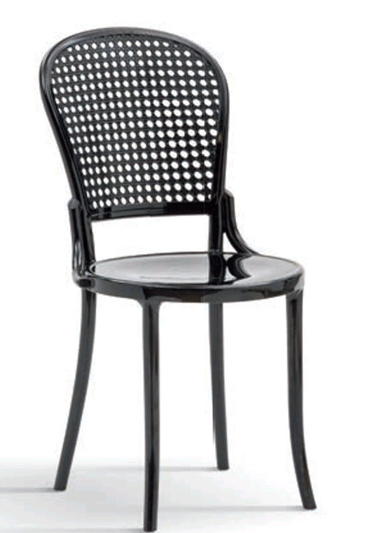 Stuhl Polypropylen Transparent wiener schwarz glänzend B.46 H.88 T.55 SH.47