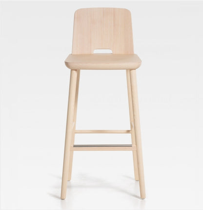 Designer-Holzhocker mit Rückenlehne