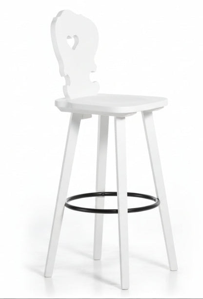 Sgabello Tirolese con Cuore Vienna SG colore bianco - Altezza 76 cm