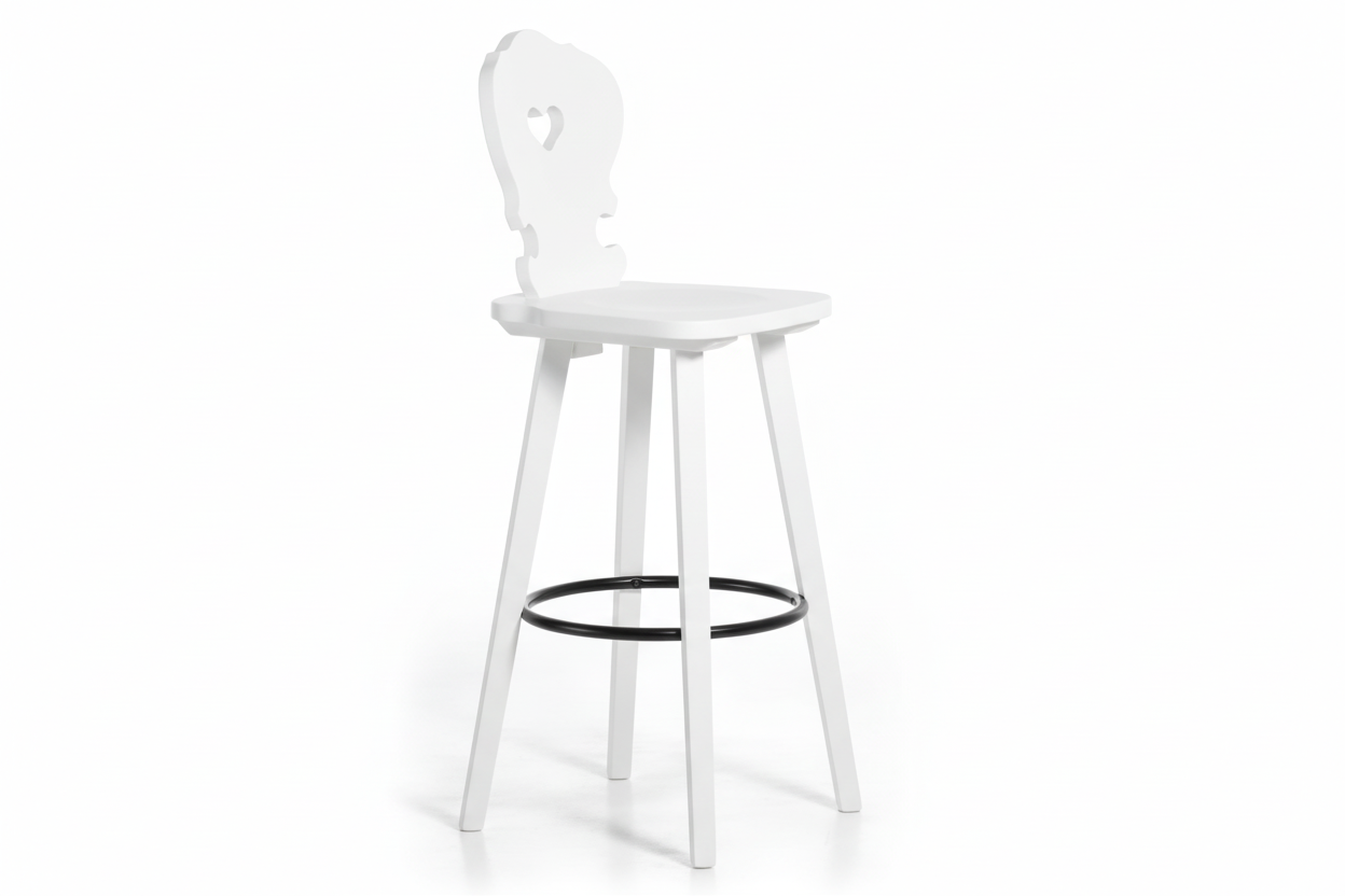 Sgabello Tirolese con Cuore Vienna SG colore bianco - Altezza 76 cm