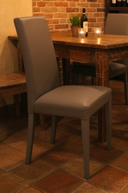 Sedia jesi  in ecopelle per bistrot gamba legno ecopelle tortora jesi