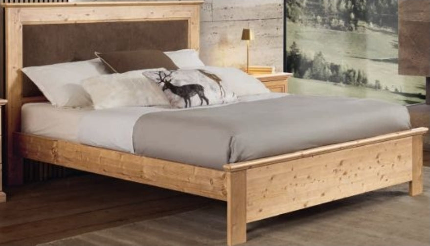 Doppelbett aus massiver Tanne mit gepolstertem Kopfteil Rom Bergamo Pavia Grosseto Aosta Biella Turin