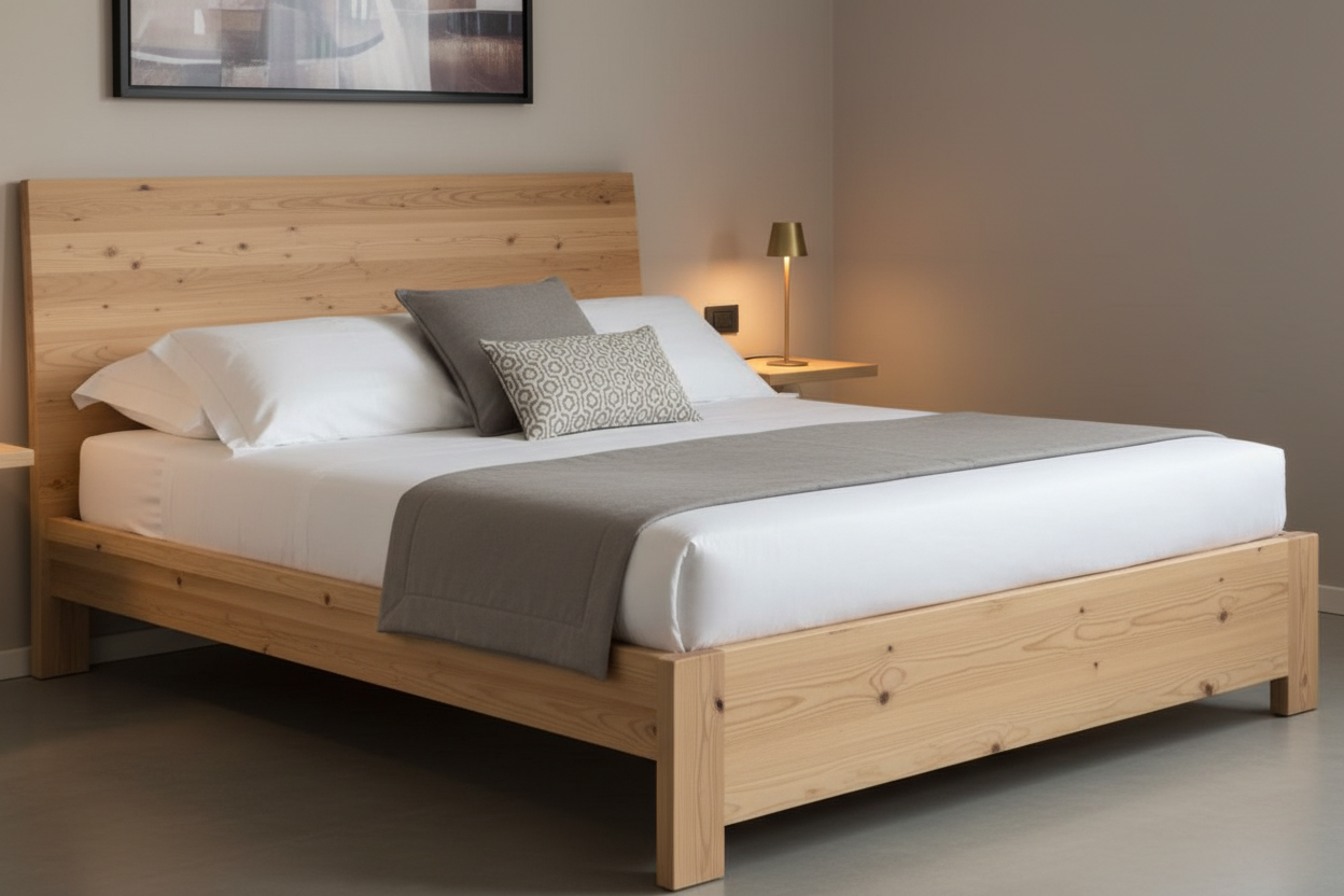 Doppelbett aus massiver Tanne mit gepolstertem Kopfteil Rom Bergamo Pavia Grosseto Aosta Biella Turin
