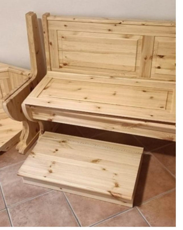 Giropanca angolare in legno di pino tinta noce