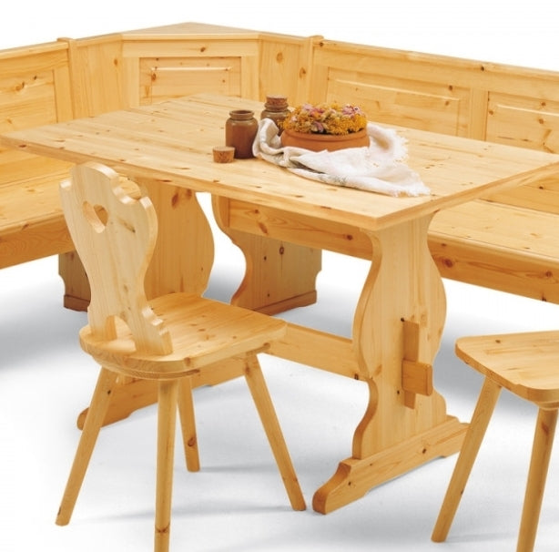 Giropanca Angolare Pino + Tavolo + Sedie - Arredo Pub Ristorante Rustico Contract + allunga