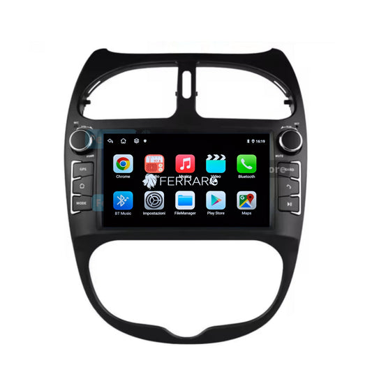 (PRENOTA) Autoradio per Peugeot 206 7" (2000-2016) Android, Bluetooth, CarPlay, Android Auto, 4GB/8GB Ram