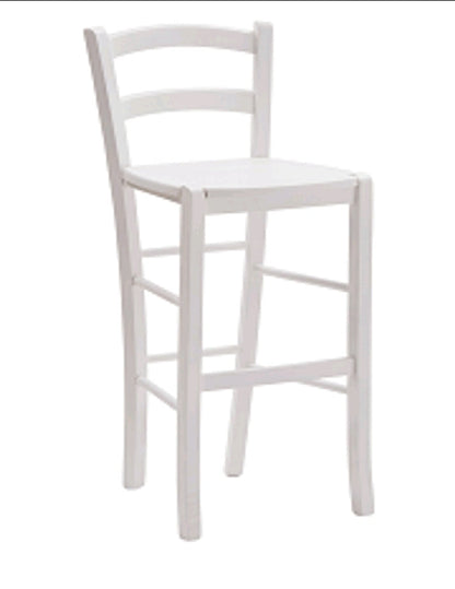 Hocker mit Holzsitz, weiß lackiert