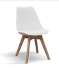 Scandinavian style chairs in white polypropylene, faux leather cushion, beech wood legs, 47x52x82 cm