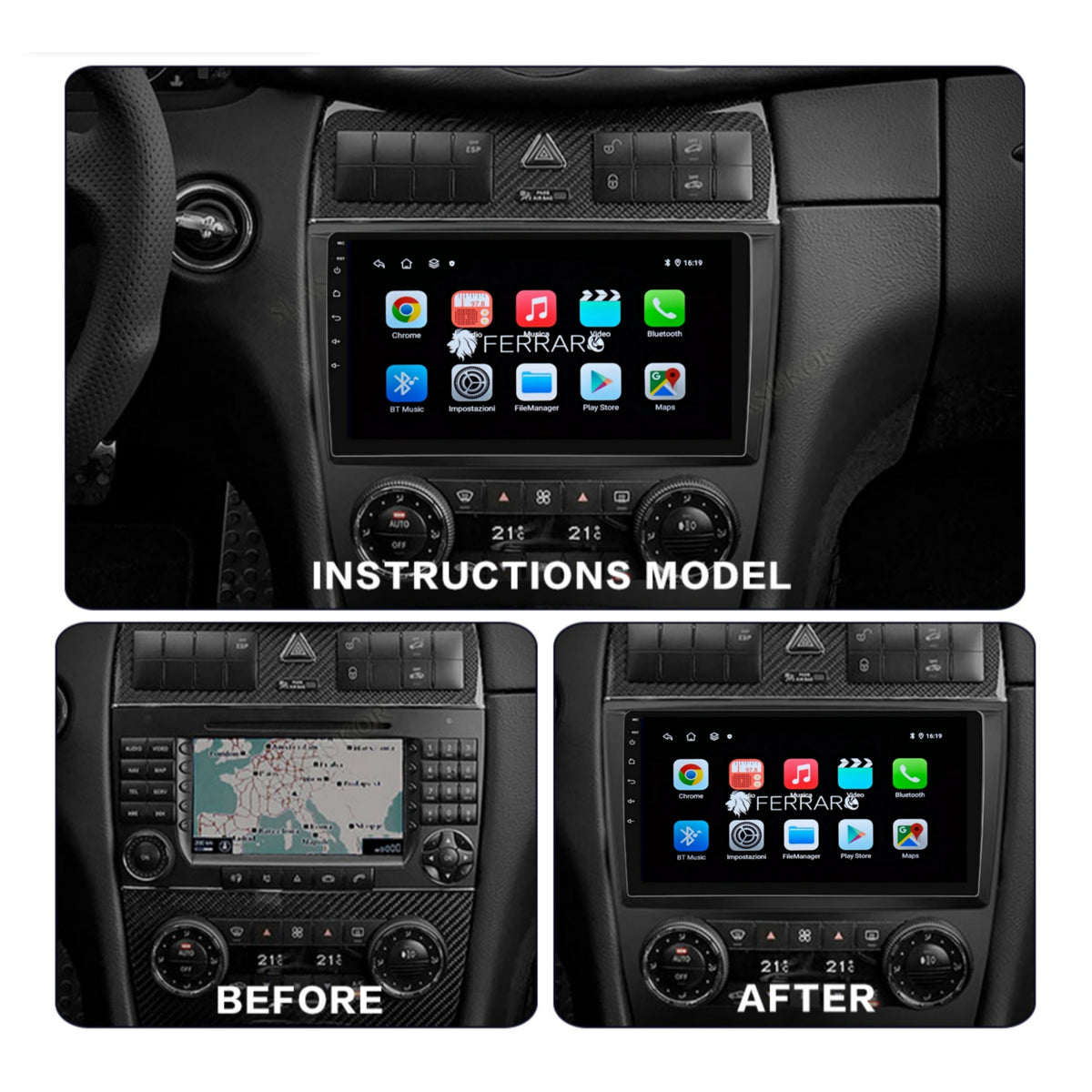 Autoradio per Mercedes Classe C 9" (2004-2007) Android, Bluetooth, CarPlay, Android Auto, 2GB/4GB/6GB/8GB Ram