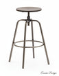 SCUOLA swivel stool gunmetal frame with antique walnut seat