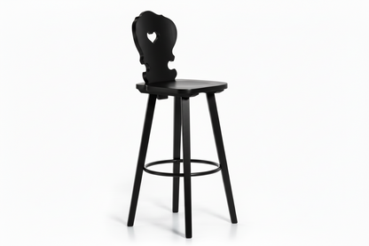 Sgabello Tirolese con Cuore Vienna SG colore nero - Altezza 76 cm