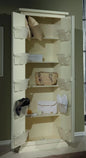 IVORY BRUSHED WOOD SHOE CABINET WITH DECORATIONS 77X45X193