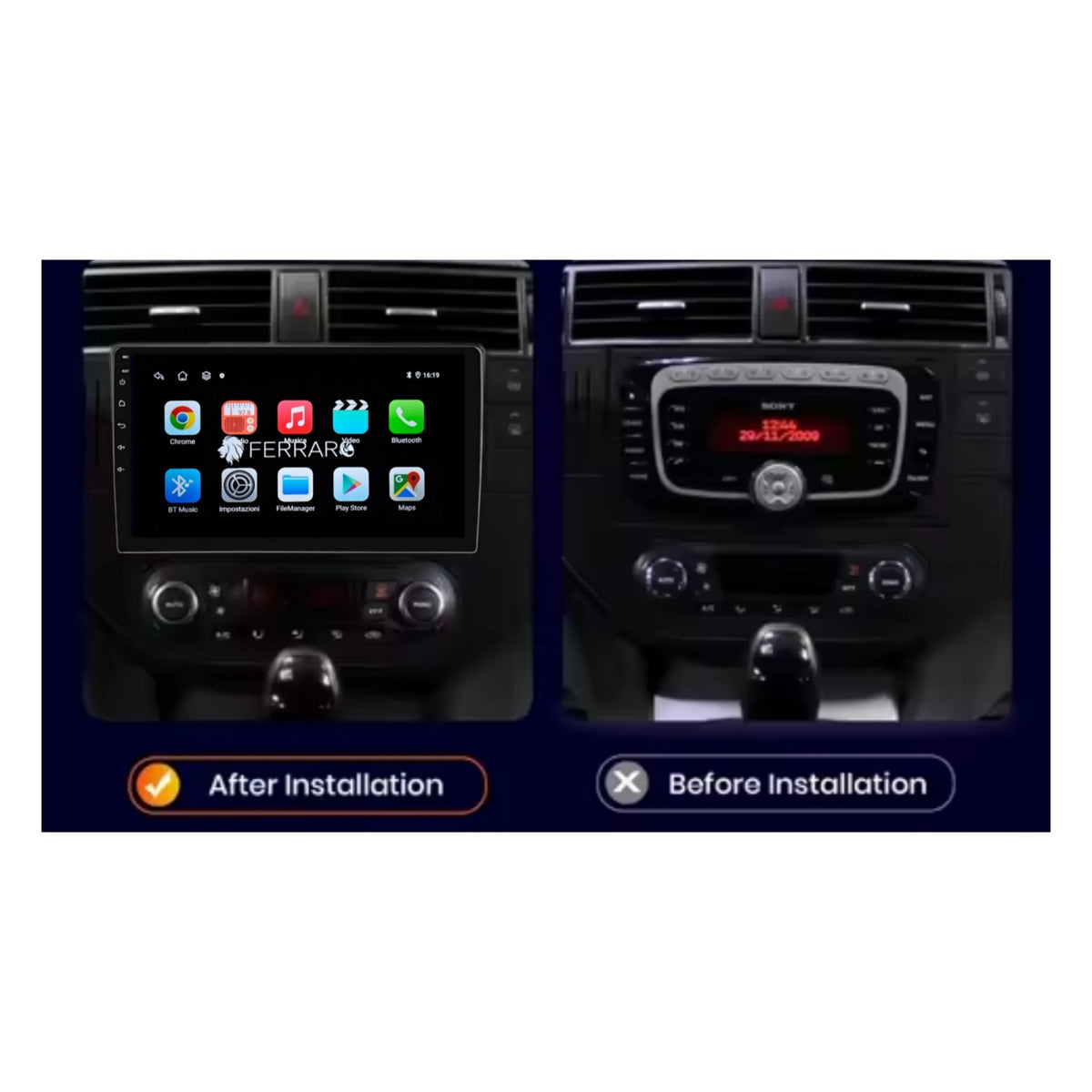 Autoradio per Ford Universale 9, Anni in Descrizione, Android, Bluetooth, CarPlay, Android Auto, 2GB/4GB/6GB/8GB Ram