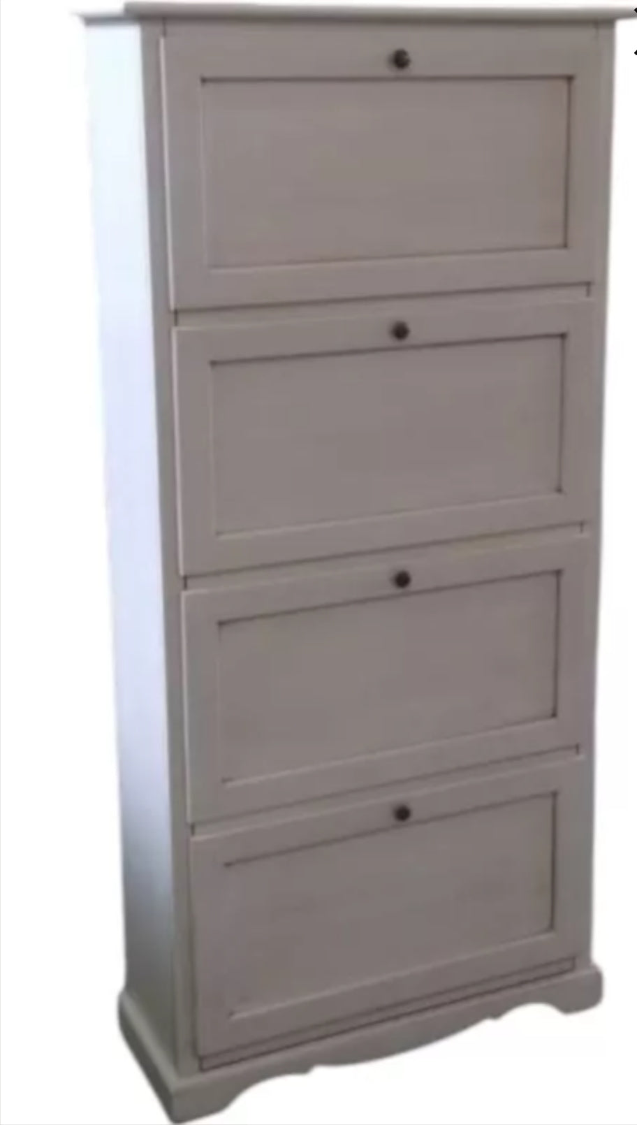 Schuhschrank 4 Klapptüren Shabby Chic Holz weiß antik Görz