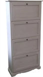 Shoe cabinet with 4 tilting doors, shabby chic antiqued white wood, Gorizia