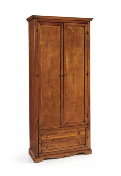 BAUERNSCHRANK 2 TÜREN HOLZ NUSSBAUMFARBEN 87x40x192