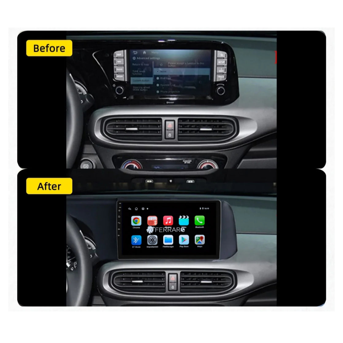 Autoradio per Hyundai Grand i10, Aura Nios 9" (2019-2023) Android, Bluetooth, CarPlay, Android Auto, 2GB/4GB/6GB/8GB Ram
