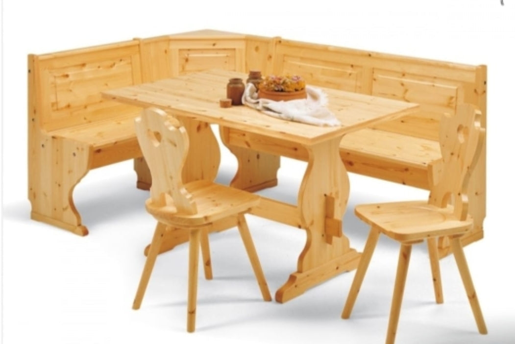 Giropanca Angolare Pino + Tavolo + Sedie - Arredo Pub Ristorante Rustico Contract + allunga
