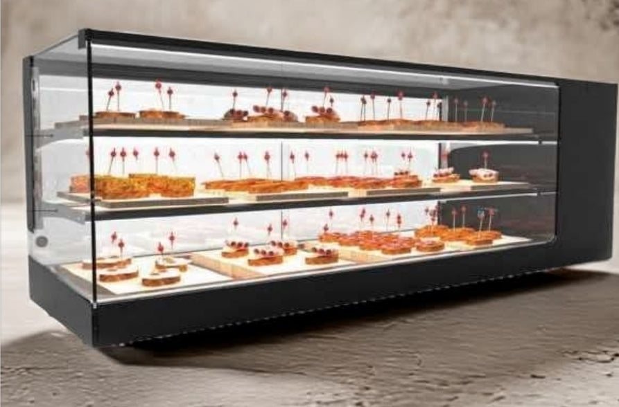 Gekühlte Thekenvitrine mit zwei Einlegeböden, +2° / +6° C, Tiefe 38 cm, Linie LT