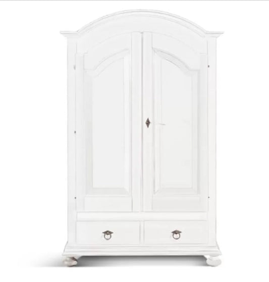 Kleiderschrank, abgerundeter Kranz, Weiß matt, Shabby-Stil, 125x60x200 (1245)