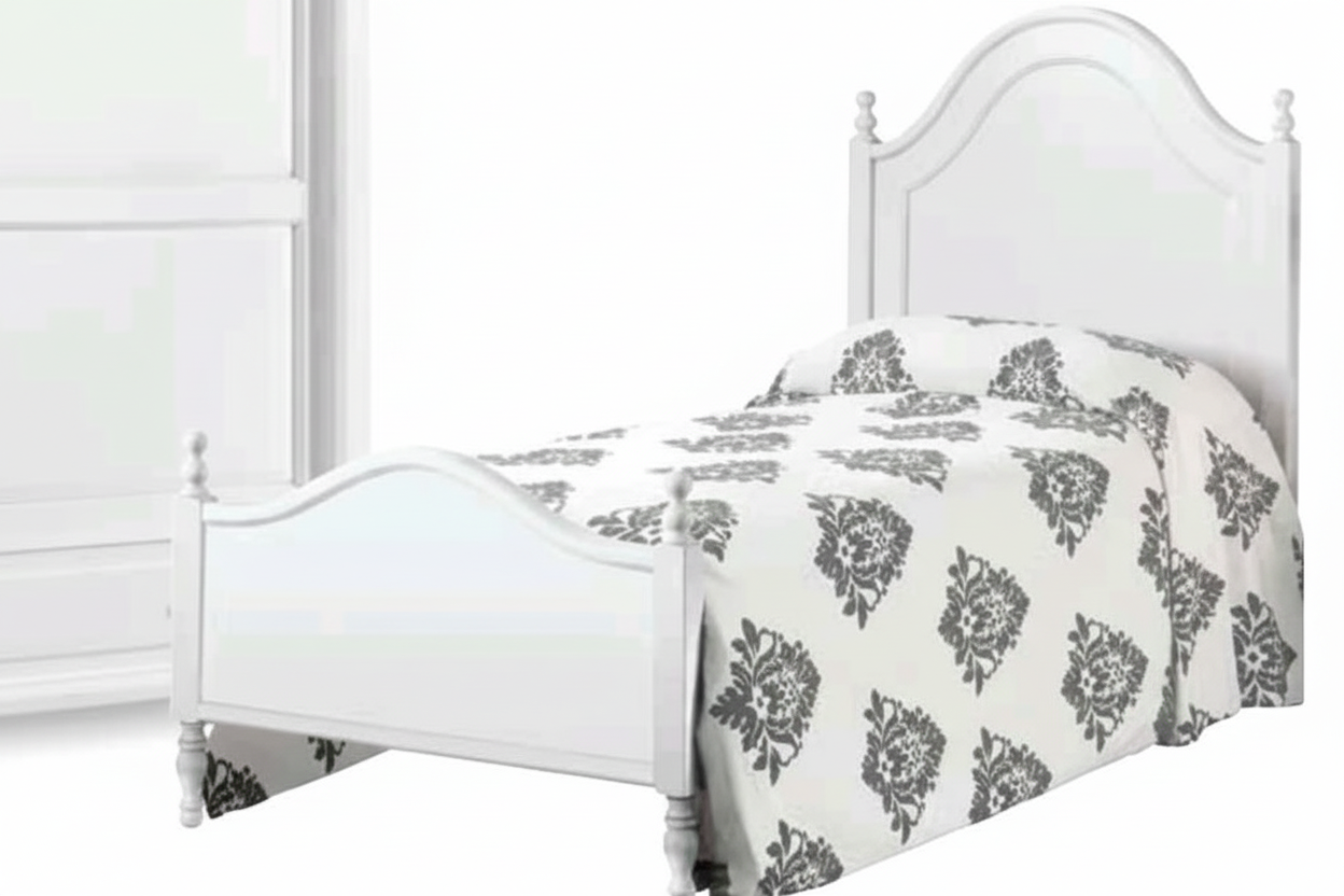 Einzelbett ARTE POVERA mattweiß lackiert B.100 T.212 H.135
