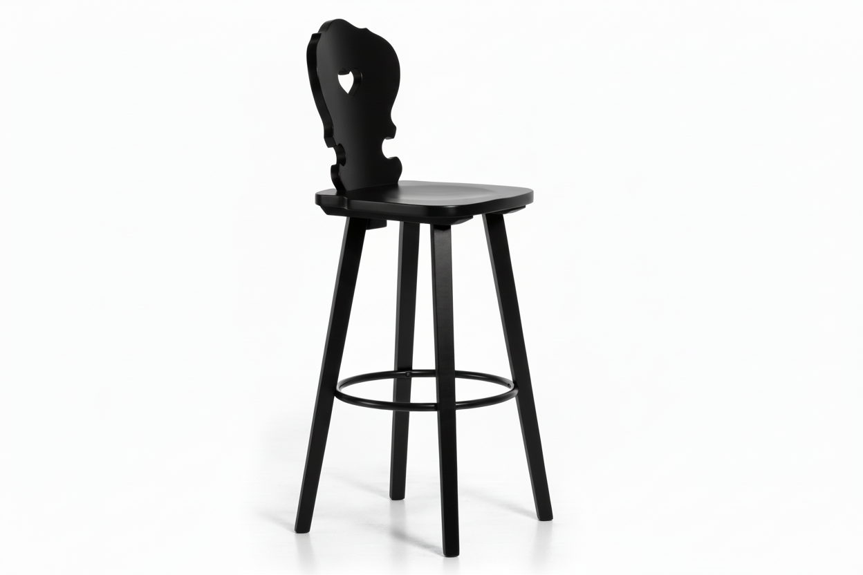 Sgabello Tirolese con Cuore Vienna SG colore nero - Altezza 76 cm