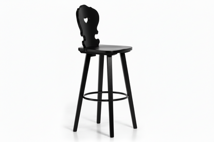 Sgabello Tirolese con Cuore Vienna SG colore nero - Altezza 76 cm