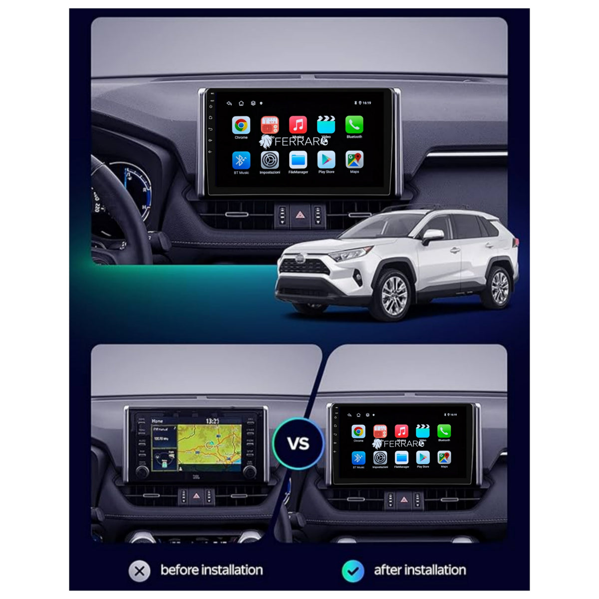 Autoradio per Toyota RAV4 10.1" (2019-2025) Android, Bluetooth, CarPlay, Android Auto 2GB/4GB/8GB Ram