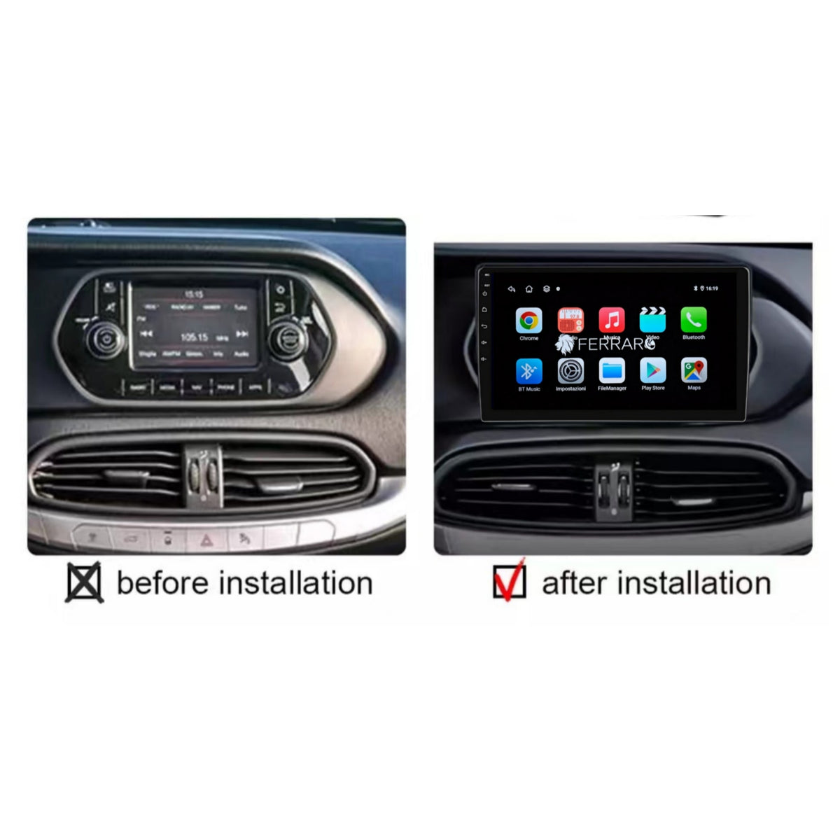 Autoradio per Fiat Tipo 356-357 Egea 2, Dodge Neon 9" (2015-2020) Android, Bluetooth, CarPlay, Android Auto, 2GB/4GB/6GB/8GB RAM