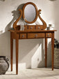 Console Table with Ballerina Mirror and Jewelry Drawers - Walnut Finish