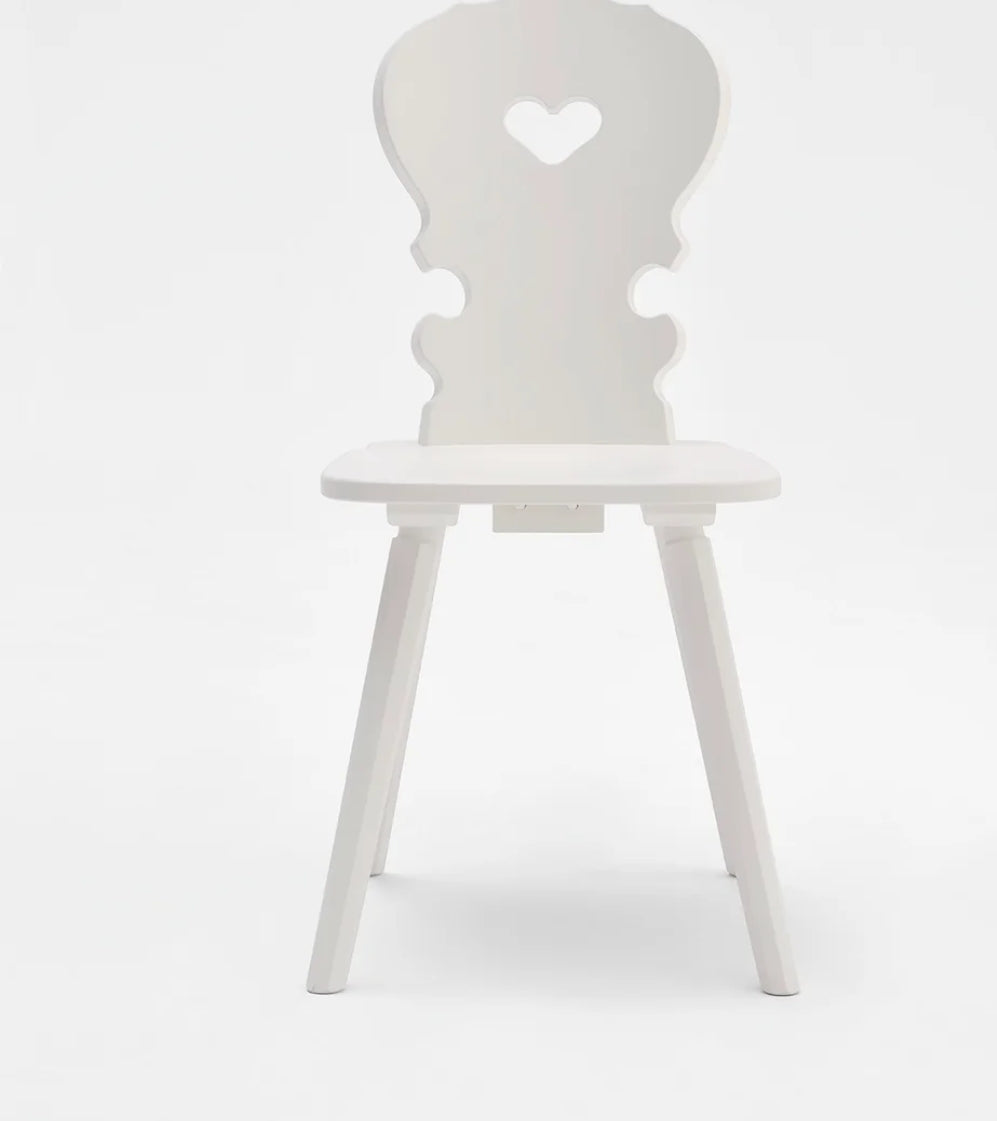 Sedia tirolese con cuore in abete bianca, verde, blu VIENNA , stile Chalet montagna
