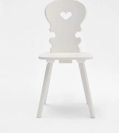Sedia tirolese con cuore in abete bianca, verde, blu VIENNA , stile Chalet montagna