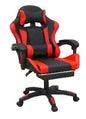 Gaming Armchair in Faux Leather, Equipped with a retractable padded footrest. Nylon wheels Equipped with a lumbar cushion with massage function
