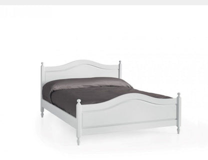 Bett im provenzalischen Stil, Doppelbett, Total White, weiß lackiert