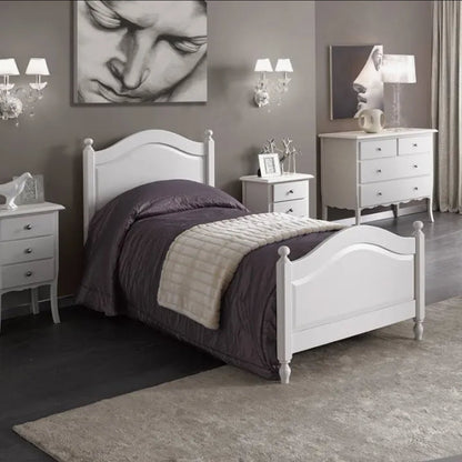 Klassisches Einzelbett Shabby Chic Weiß 100x212x112