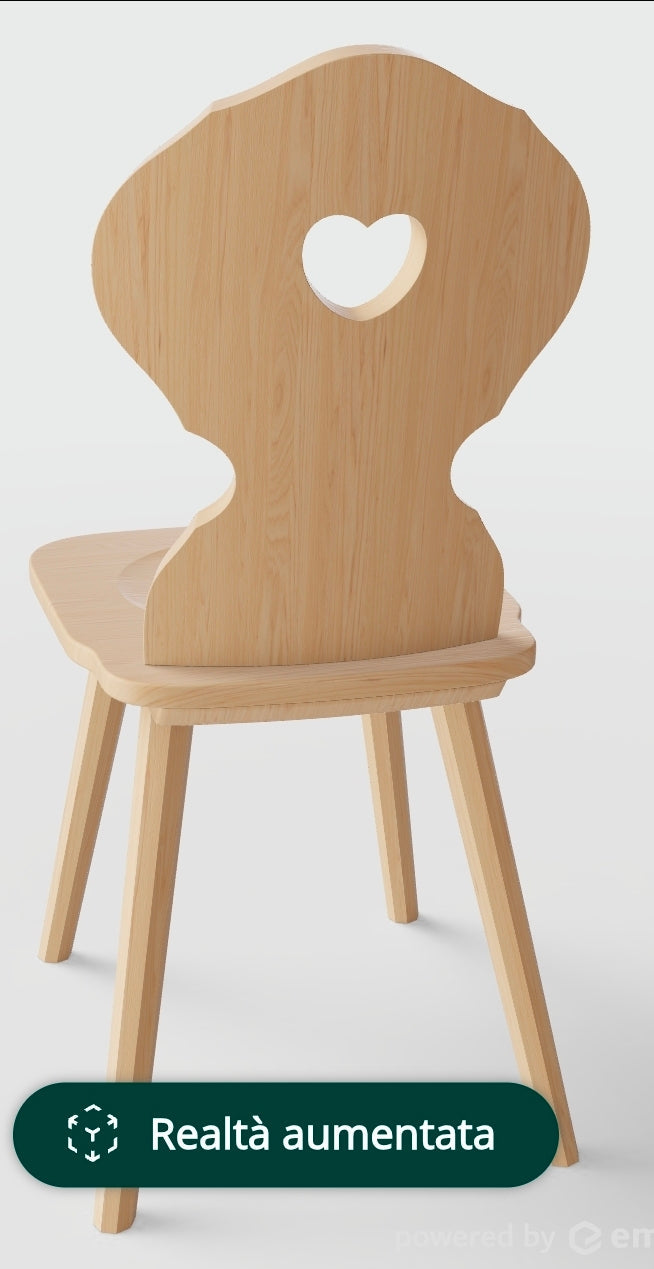 Sedia Tirolese Monaco con Cuore Rovere Naturale Roma Bergamo Pavia Grosseto Aosta Biella Torino