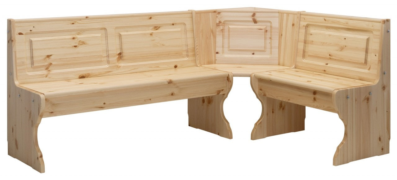 Giropanca angolare in legno di pino tinta noce