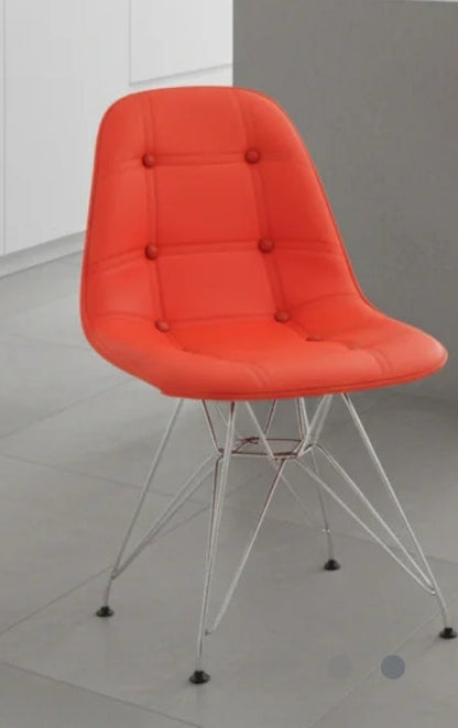 Roter Kunstleder-Stuhl mit Knöpfen