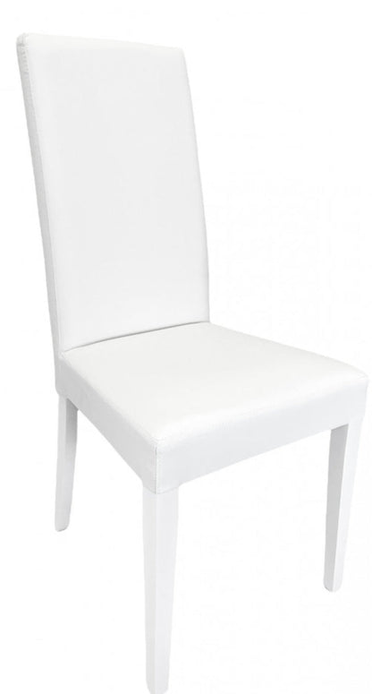 Sedia Imbottita in Eco-Pelle - Seduta e Schienale Imbottiti, Gambe in Legno