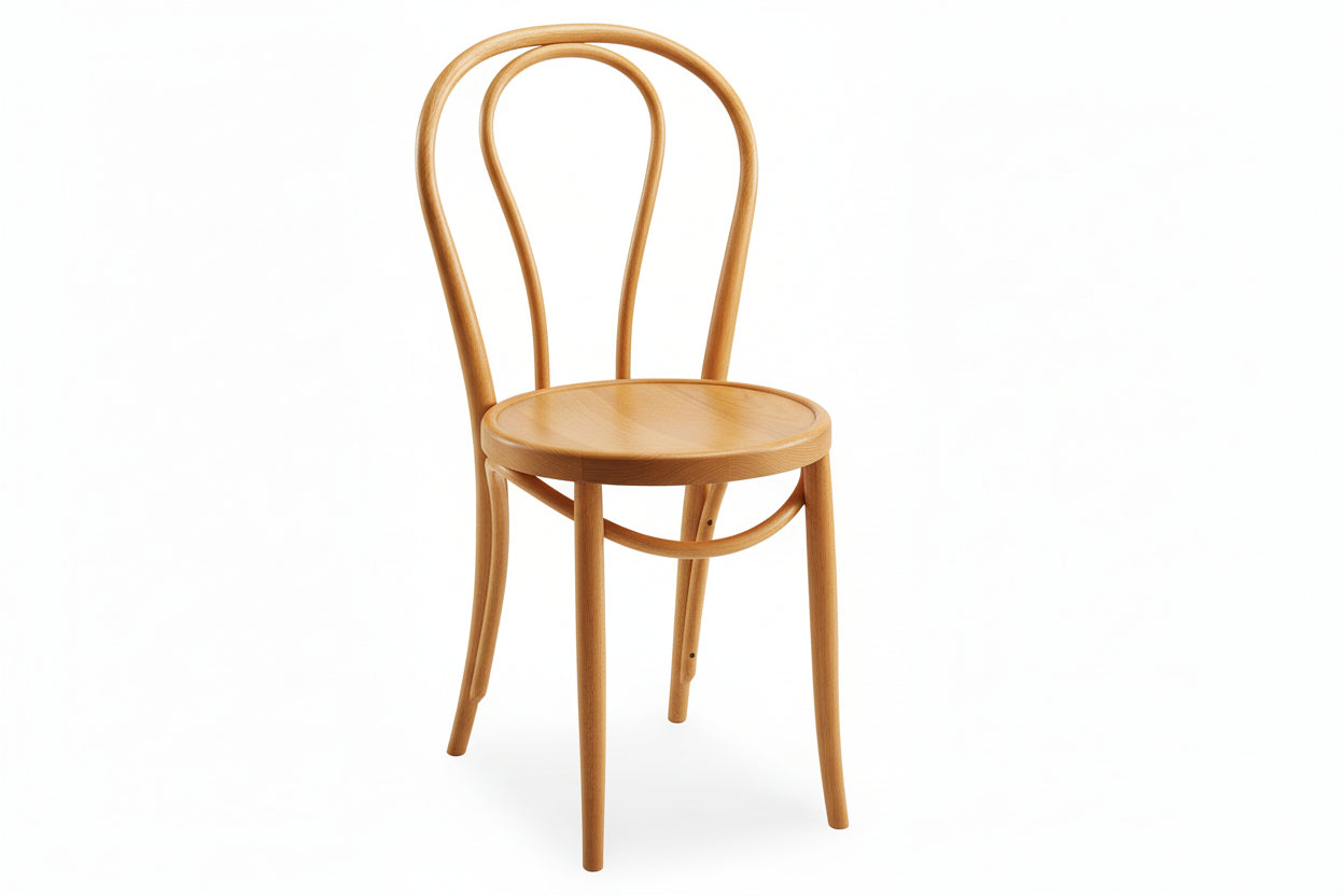 Sedia Thonet in Faggio Massello Curvato a Vapore tinta naturale fondino legno