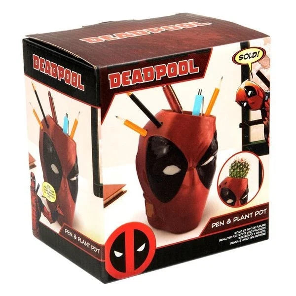 Paladone Marvel Deadpool Portapenne Vaso Per Piante  Da Scrivania "Pen E Plant Pot" 13Cm - Da Collezione Head