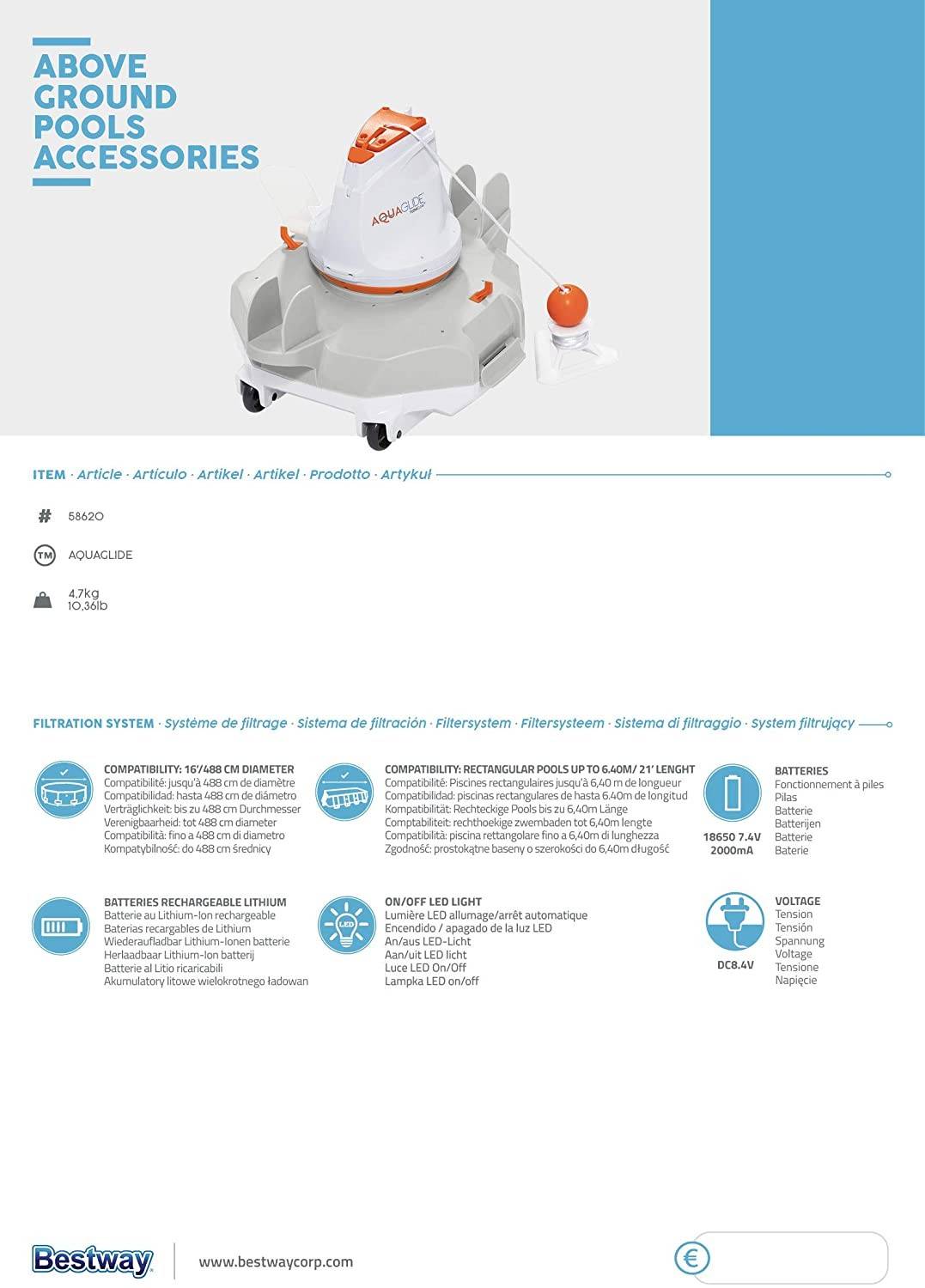 ROBOT 58620 automatico AquaGlide Bestway