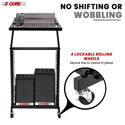 Supporto rack DJ 5Core 16U regolabile con ruote