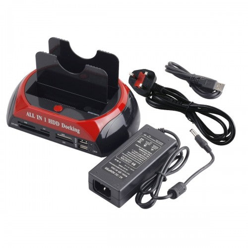 Dockingstation 2 HDDs - Festplatte 3,5 2,5 SATA IDE Box Case USB SD TF MS