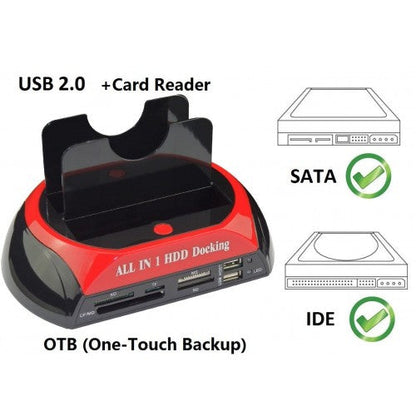 Dockingstation 2 HDDs - Festplatte 3,5 2,5 SATA IDE Box Case USB SD TF MS