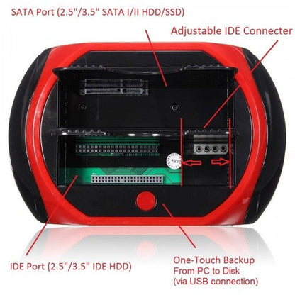 Dockingstation 2 HDDs - Festplatte 3,5 2,5 SATA IDE Box Case USB SD TF MS