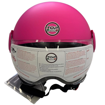 Casco Jet Sirio Matt Moto Scooter Omologato Ece Visiera Removibile (Rosa Tg.S)