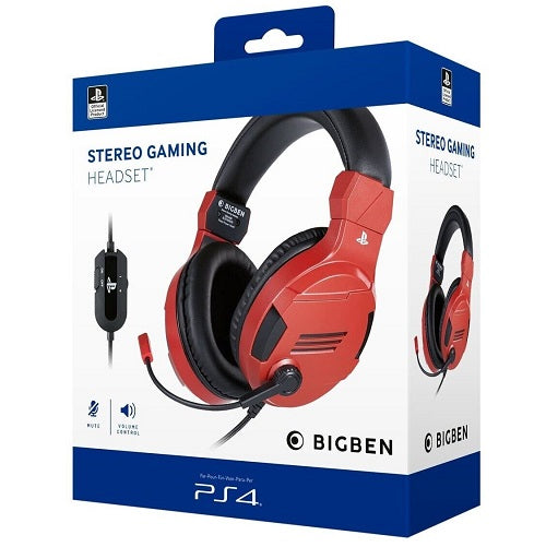 BIGBEN GAMING STEREO-HEADSET V3 PS4 / PS5 KABELGEBUNDEN ROT PLAYSTATION 4 / 5