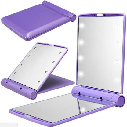 Mini LED-Kosmetikspiegel, tragbar, beleuchtet, drehbar, faltbar